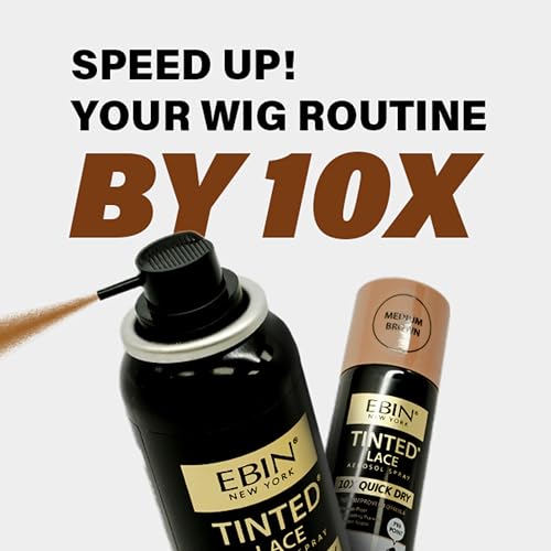 EBIN NEW YORK Tinted Lace Spray Cool Deep Brown | Quick Dry, Water Resistant & High Pigment Lace Tint for Wig | Even Spray, No Residue & Natural Finish | 2.7 Fl Oz
