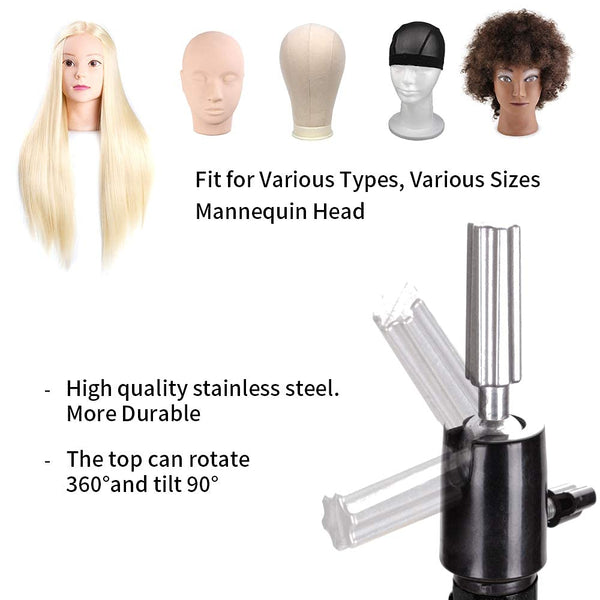 AliLeader 55 Inch Wig Stand Tripod with Head Heavy Duty Wig Stand Tripod Wig Head Stand Wig Tripod Stand with Tool Tray (Mannequin Head Not Included)