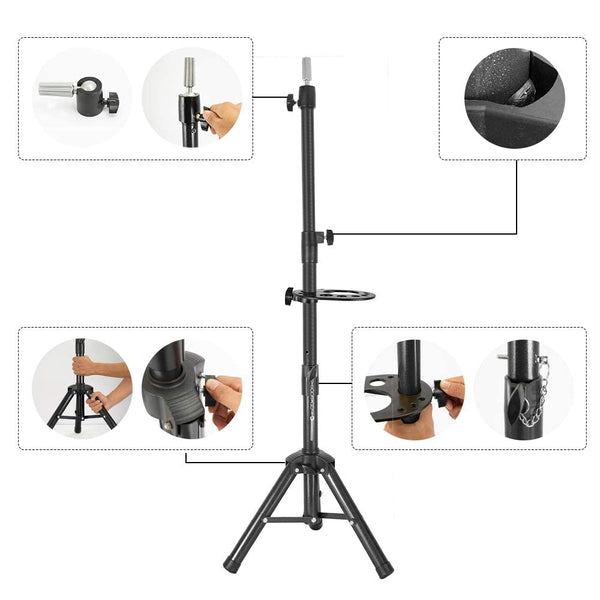 AliLeader 55 Inch Wig Stand Tripod with Head Heavy Duty Wig Stand Tripod Wig Head Stand Wig Tripod Stand with Tool Tray (Mannequin Head Not Included)