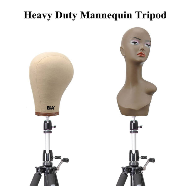 GEXWORLDWIDE GEX 63" Heavy Duty Mannequin Tripod Stand for Wig Cosmetology Training Practice Doll Manikin Head Tripod Wig Stand With Travel Bag (Silver)