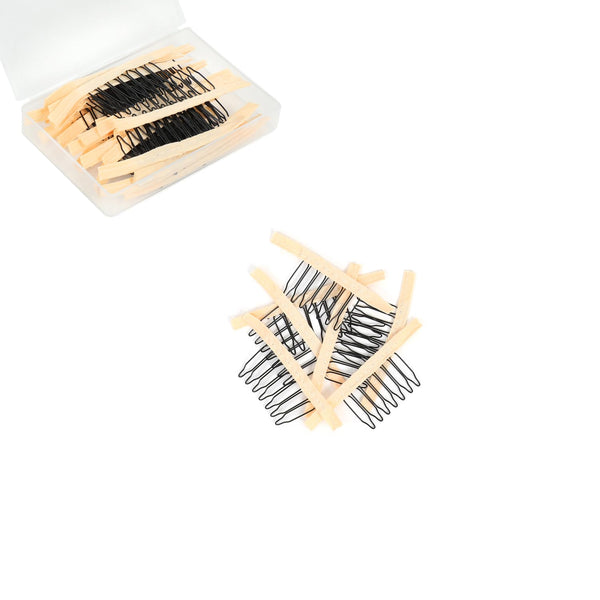 50 Pieces Wig Combs Wig Clips Wig Combs to Secure Wig 7-teeth Wig Accessories Tools For Making Wig Caps Wig Comb (Black,50 Pcs)