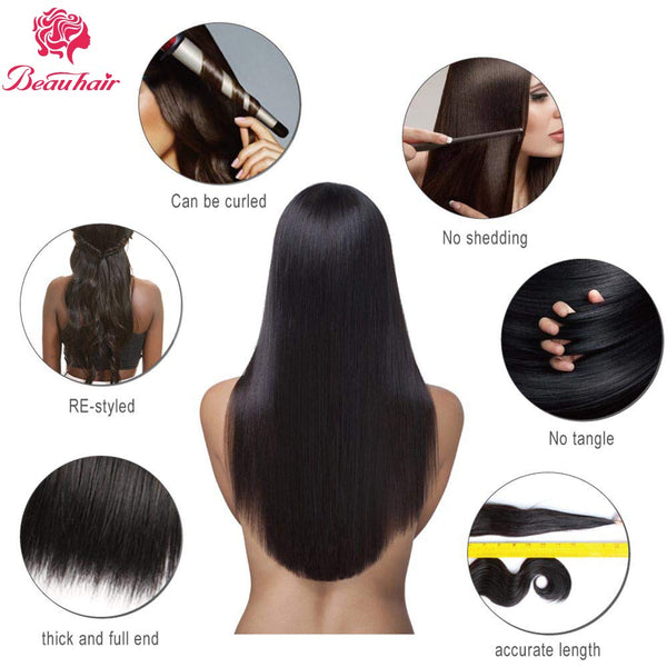 Body Wave 3 Bundles with Frontal Human Hair Bundles with Lace Frontal (18 20 22+18, Natural Black) Brazilian Body Wave Hair Virgin Hair Ear to Ear 13x4 Frontal Natural Black