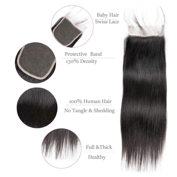 Body Wave 3 Bundles with Frontal Human Hair Bundles with Lace Frontal (18 20 22+18, Natural Black) Brazilian Body Wave Hair Virgin Hair Ear to Ear 13x4 Frontal Natural Black