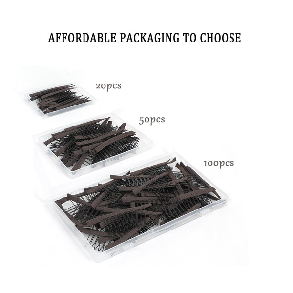 50 Pieces Wig Combs Wig Clips Wig Combs to Secure Wig 7-teeth Wig Accessories Tools For Making Wig Caps Wig Comb (Black,50 Pcs)