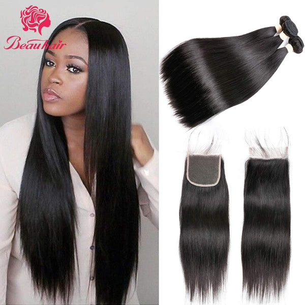 Body Wave 3 Bundles with Frontal Human Hair Bundles with Lace Frontal (18 20 22+18, Natural Black) Brazilian Body Wave Hair Virgin Hair Ear to Ear 13x4 Frontal Natural Black