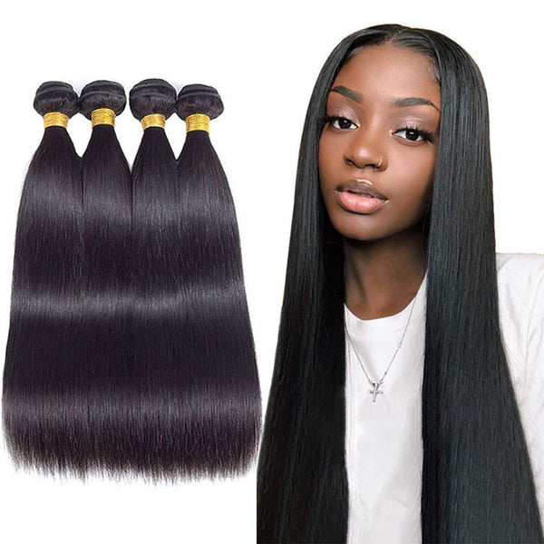 12A Grade Brazilian Virgin Hair Straight 3 Bundles with Closure (18 20 22+16"Closure) 100% Unprocessed Virgin Brazilian Remy Straight Human Hair Bundles with Lace Closure Natural Color