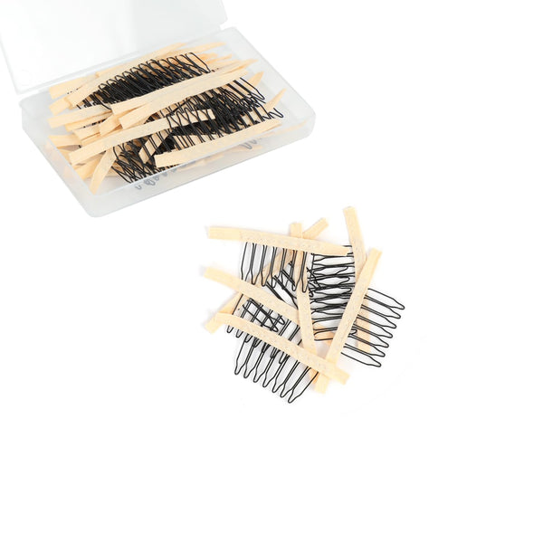 50 Pieces Wig Combs Wig Clips Wig Combs to Secure Wig 7-teeth Wig Accessories Tools For Making Wig Caps Wig Comb (Black,50 Pcs)