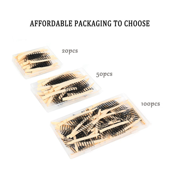 50 Pieces Wig Combs Wig Clips Wig Combs to Secure Wig 7-teeth Wig Accessories Tools For Making Wig Caps Wig Comb (Black,50 Pcs)