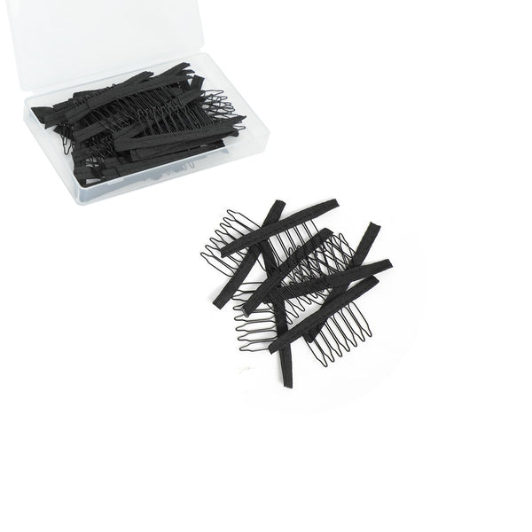 50 Pieces Wig Combs Wig Clips Wig Combs to Secure Wig 7-teeth Wig Accessories Tools For Making Wig Caps Wig Comb (Black,50 Pcs)