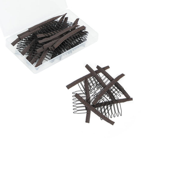 50 Pieces Wig Combs Wig Clips Wig Combs to Secure Wig 7-teeth Wig Accessories Tools For Making Wig Caps Wig Comb (Black,50 Pcs)
