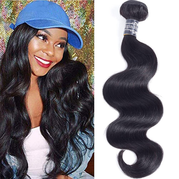 Amella Hair 8A Brazilian Body Wave Virgin Hair 3 Bundles with Three Part Closure (14 16 18+12,Natural Black) 100% Unprocessed Brazilian Body Wave Human Hair Weft with Lace Closure Brazilian Body Wave