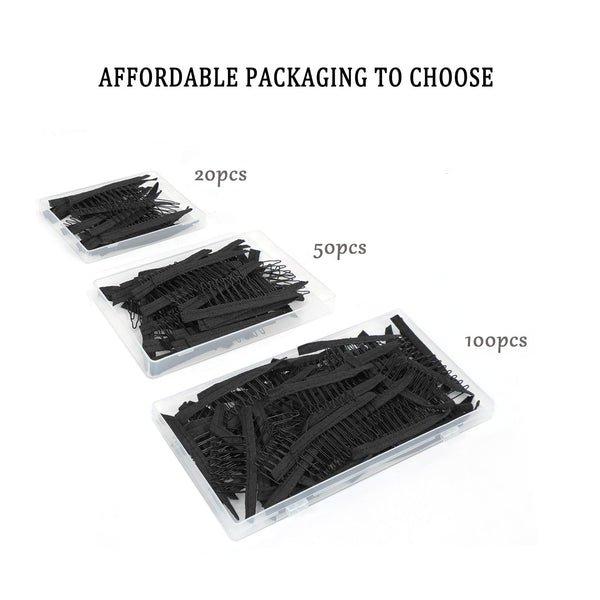 50 Pieces Wig Combs Wig Clips Wig Combs to Secure Wig 7-teeth Wig Accessories Tools For Making Wig Caps Wig Comb (Black,50 Pcs)