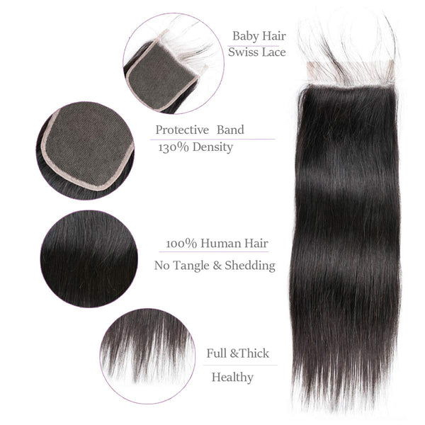 Body Wave 3 Bundles with Frontal Human Hair Bundles with Lace Frontal (18 20 22+18, Natural Black) Brazilian Body Wave Hair Virgin Hair Ear to Ear 13x4 Frontal Natural Black