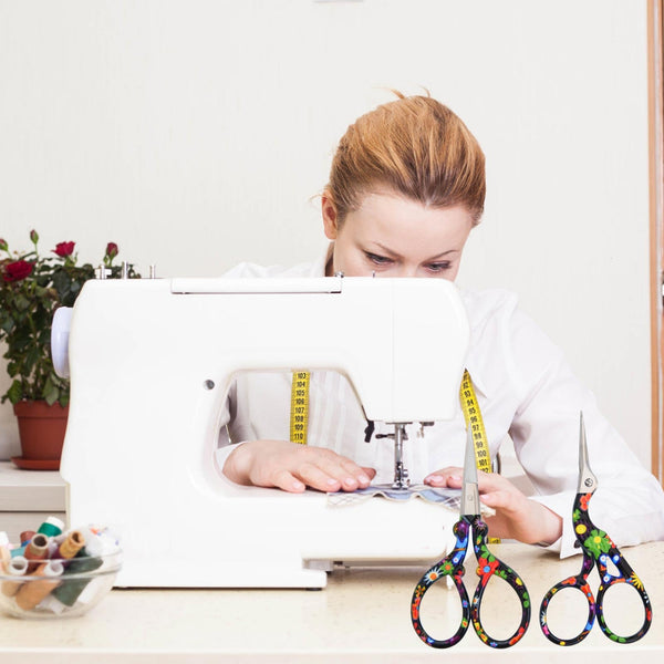 AQUEENLY Embroidery Scissors, Stainless Steel Sharp Stork Scissors for Sewing Crafting, Art Work, Threading, Needlework - DIY Tools Dressmaker Small Shears - 2 Pcs (3.6 Inches, Gold)