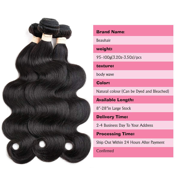 Body Wave 3 Bundles with Frontal Human Hair Bundles with Lace Frontal (18 20 22+18, Natural Black) Brazilian Body Wave Hair Virgin Hair Ear to Ear 13x4 Frontal Natural Black