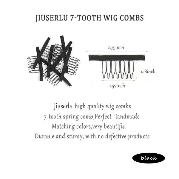 50 Pieces Wig Combs Wig Clips Wig Combs to Secure Wig 7-teeth Wig Accessories Tools For Making Wig Caps Wig Comb (Black,50 Pcs)