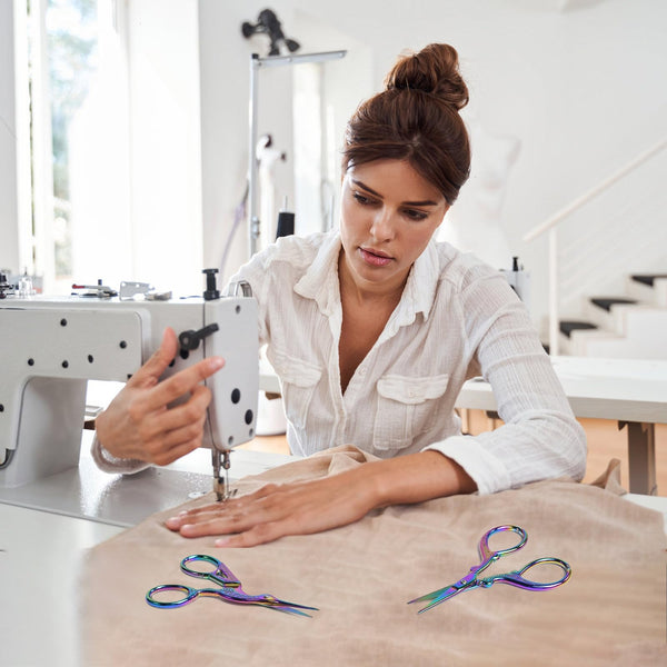 AQUEENLY Embroidery Scissors, Stainless Steel Sharp Stork Scissors for Sewing Crafting, Art Work, Threading, Needlework - DIY Tools Dressmaker Small Shears - 2 Pcs (3.6 Inches, Gold)