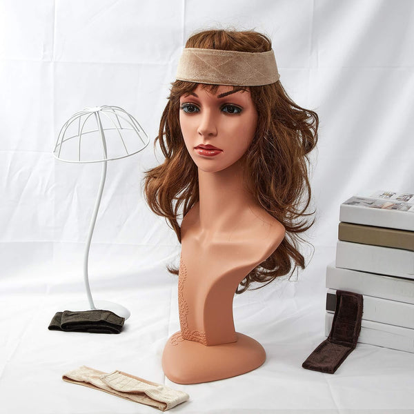 WILLBOND 10 Pieces Velvet Wig Grip Band Flexible Velvet Wigs Headband Non Slip Adjustable Grip Headband for Women Men