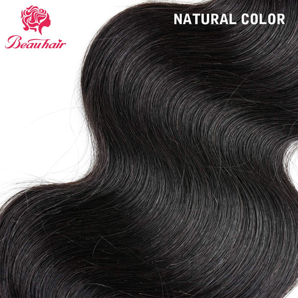 Body Wave 3 Bundles with Frontal Human Hair Bundles with Lace Frontal (18 20 22+18, Natural Black) Brazilian Body Wave Hair Virgin Hair Ear to Ear 13x4 Frontal Natural Black