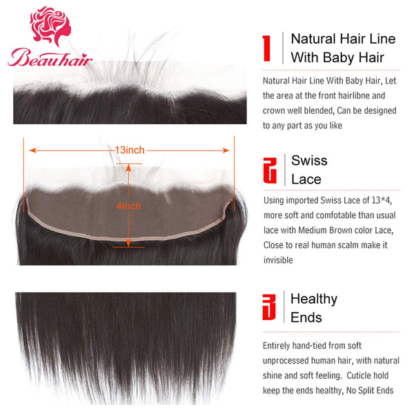 Body Wave 3 Bundles with Frontal Human Hair Bundles with Lace Frontal (18 20 22+18, Natural Black) Brazilian Body Wave Hair Virgin Hair Ear to Ear 13x4 Frontal Natural Black