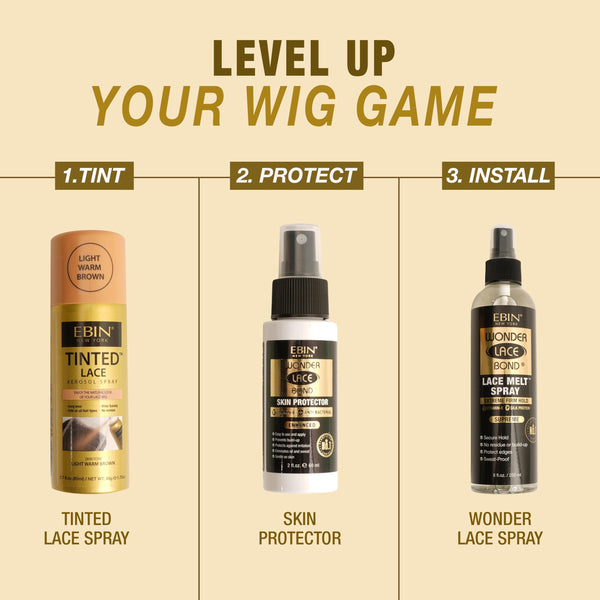 EBIN NEW YORK Tinted Lace Spray Cool Deep Brown | Quick Dry, Water Resistant & High Pigment Lace Tint for Wig | Even Spray, No Residue & Natural Finish | 2.7 Fl Oz