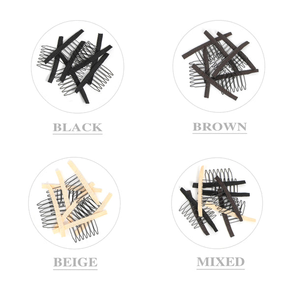 50 Pieces Wig Combs Wig Clips Wig Combs to Secure Wig 7-teeth Wig Accessories Tools For Making Wig Caps Wig Comb (Black,50 Pcs)