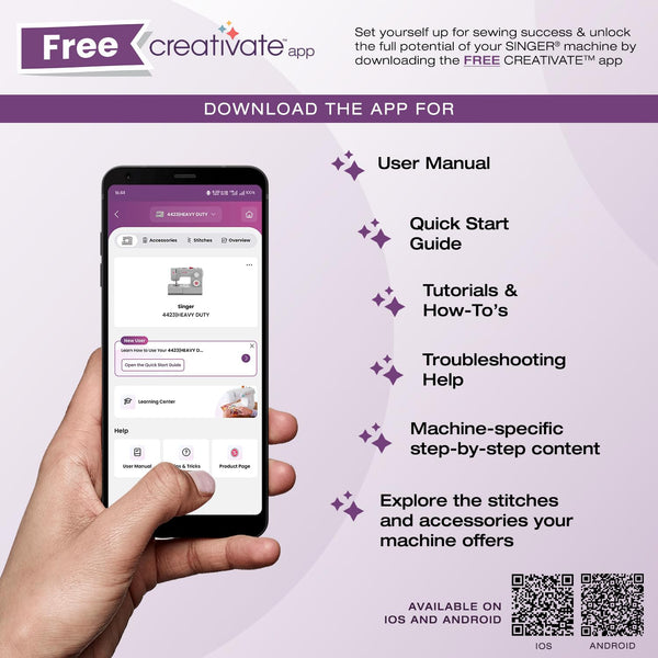 SINGER Heavy Duty 4423 High Speed Sewing Machine with Accessory Kit | Strong Motor With Enhanced Piercing Power, 97 Stitch Applications, Full Metal frame, 1-step Buttonhole & LED Light