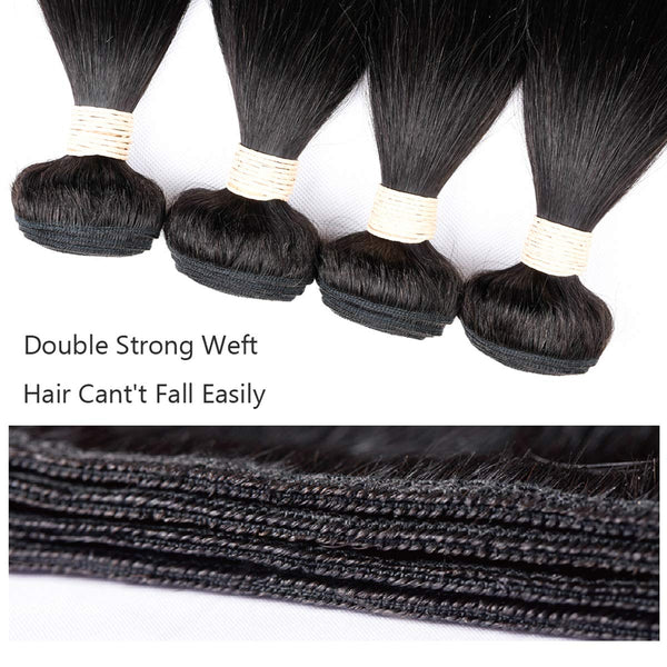 Body Wave 3 Bundles with Frontal Human Hair Bundles with Lace Frontal (18 20 22+18, Natural Black) Brazilian Body Wave Hair Virgin Hair Ear to Ear 13x4 Frontal Natural Black