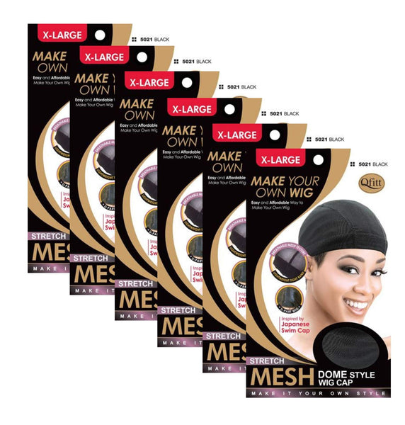 (6 Pack) Qfitt - Mesh Dome Style Wig Cap #5011