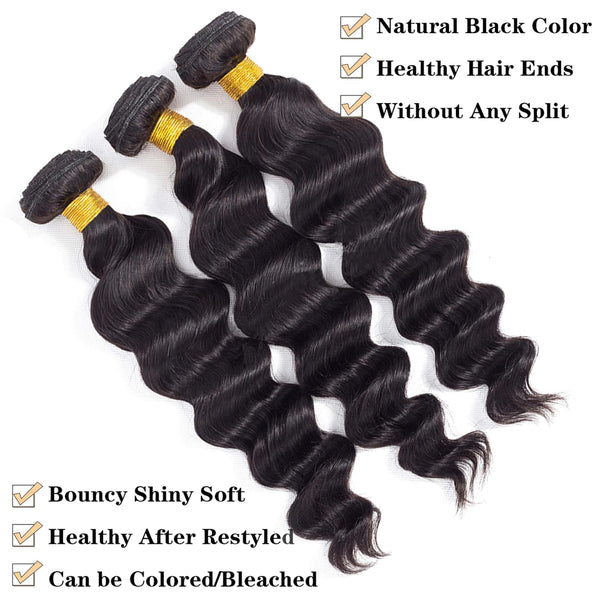12A Grade Brazilian Virgin Hair Straight 3 Bundles with Closure (18 20 22+16"Closure) 100% Unprocessed Virgin Brazilian Remy Straight Human Hair Bundles with Lace Closure Natural Color