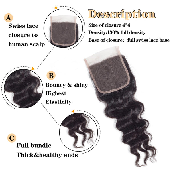 12A Grade Brazilian Virgin Hair Straight 3 Bundles with Closure (18 20 22+16"Closure) 100% Unprocessed Virgin Brazilian Remy Straight Human Hair Bundles with Lace Closure Natural Color