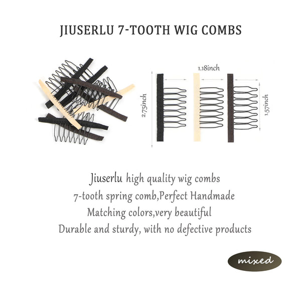 50 Pieces Wig Combs Wig Clips Wig Combs to Secure Wig 7-teeth Wig Accessories Tools For Making Wig Caps Wig Comb (Black,50 Pcs)