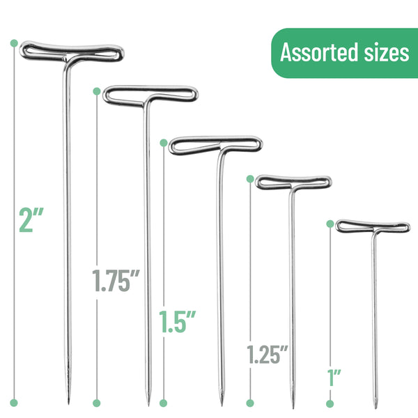 Mr. Pen- T-Pins, 220 Pack, 5 Sizes, Straight Wigs Pins, Sewing T-Pins for Blocking Knitting, Wig Making and Crafts, Sewing & Office Wall
