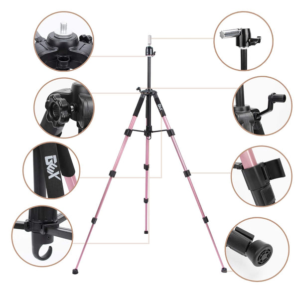 GEXWORLDWIDE GEX 55" Mannequin Tripod Stand Canvas Block Training Doll Manikin Head Wig Stand for Cosmetology Hairdressing (Rose Gold)