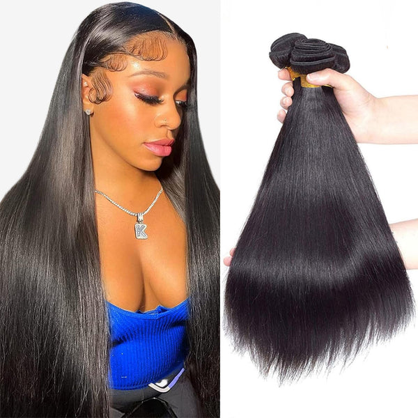 12A Grade Brazilian Virgin Hair Straight 3 Bundles with Closure (18 20 22+16"Closure) 100% Unprocessed Virgin Brazilian Remy Straight Human Hair Bundles with Lace Closure Natural Color