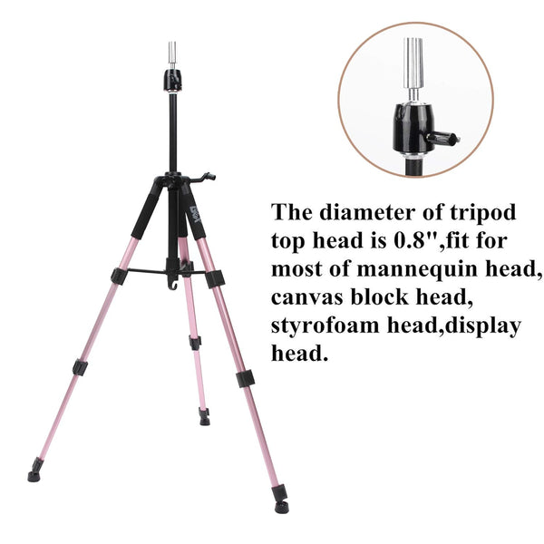 GEXWORLDWIDE GEX 55" Mannequin Tripod Stand Canvas Block Training Doll Manikin Head Wig Stand for Cosmetology Hairdressing (Rose Gold)