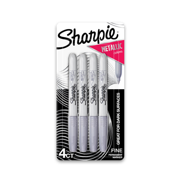 Sharpie 39109PP Metallic Permanent Markers Fine Point Silver 4 Count