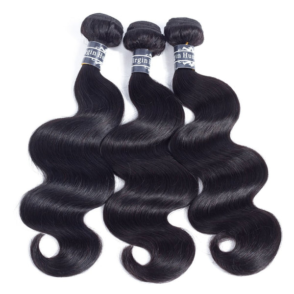Amella Hair 8A Brazilian Body Wave Virgin Hair 3 Bundles with Three Part Closure (14 16 18+12,Natural Black) 100% Unprocessed Brazilian Body Wave Human Hair Weft with Lace Closure Brazilian Body Wave