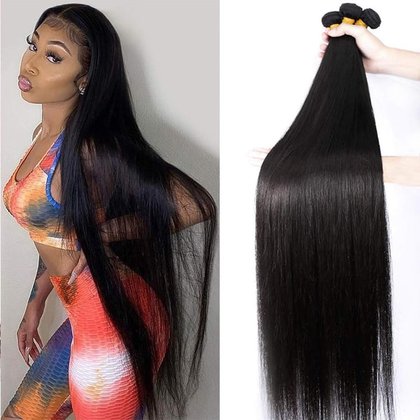 12A Grade Brazilian Virgin Hair Straight 3 Bundles with Closure (18 20 22+16"Closure) 100% Unprocessed Virgin Brazilian Remy Straight Human Hair Bundles with Lace Closure Natural Color