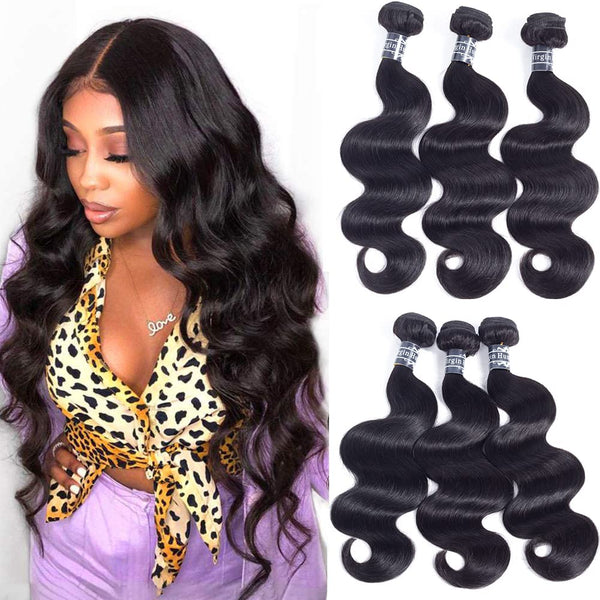Amella Hair 8A Brazilian Body Wave Virgin Hair 3 Bundles with Three Part Closure (14 16 18+12,Natural Black) 100% Unprocessed Brazilian Body Wave Human Hair Weft with Lace Closure Brazilian Body Wave