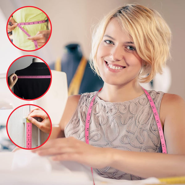 FF Elaine 24 Pcs Double-Scale 60-Inch/150cm Soft Tape Measure Ruler Bulk for Sewing Tailor Cloth Weight Loss Medical Body Measurement Sewing Supplies Knitting Projects - 6 Colors