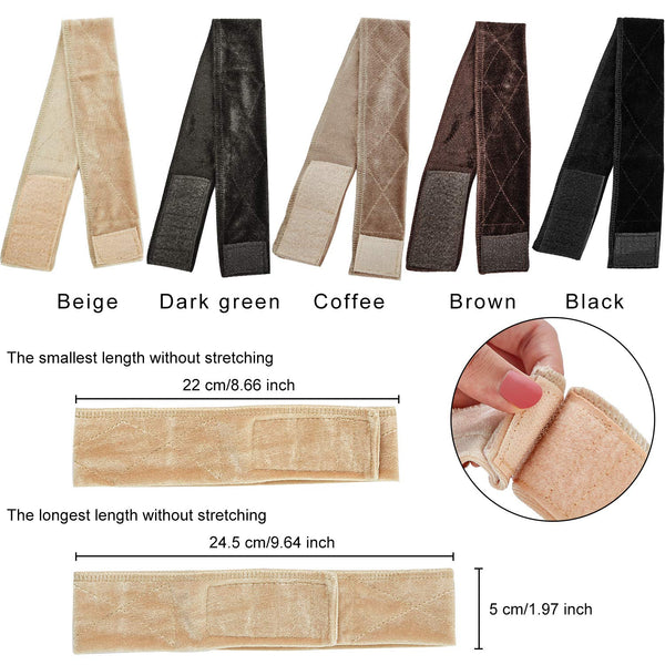 WILLBOND 10 Pieces Velvet Wig Grip Band Flexible Velvet Wigs Headband Non Slip Adjustable Grip Headband for Women Men