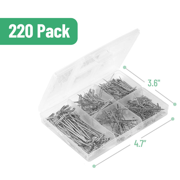 Mr. Pen- T-Pins, 220 Pack, 5 Sizes, Straight Wigs Pins, Sewing T-Pins for Blocking Knitting, Wig Making and Crafts, Sewing & Office Wall
