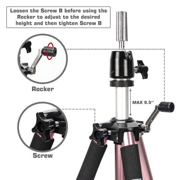 GEXWORLDWIDE GEX 63" Heavy Duty Mannequin Tripod Stand for Wig Cosmetology Training Practice Doll Manikin Head Tripod Wig Stand With Travel Bag (Silver)