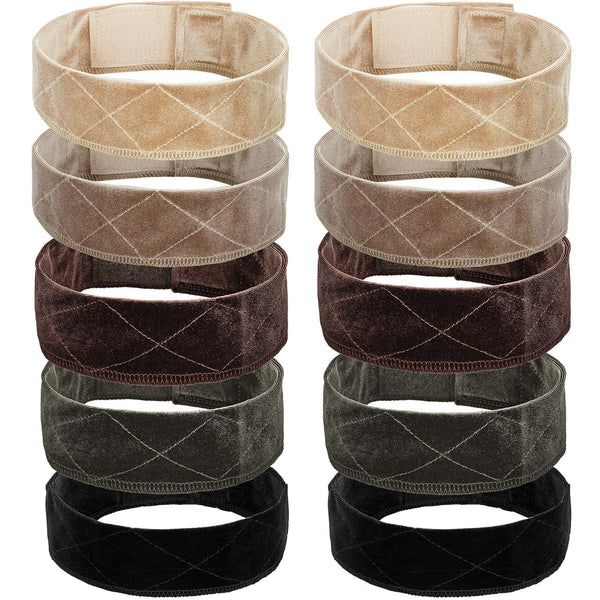 WILLBOND 10 Pieces Velvet Wig Grip Band Flexible Velvet Wigs Headband Non Slip Adjustable Grip Headband for Women Men