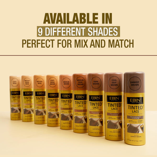 EBIN NEW YORK Tinted Lace Spray Cool Deep Brown | Quick Dry, Water Resistant & High Pigment Lace Tint for Wig | Even Spray, No Residue & Natural Finish | 2.7 Fl Oz