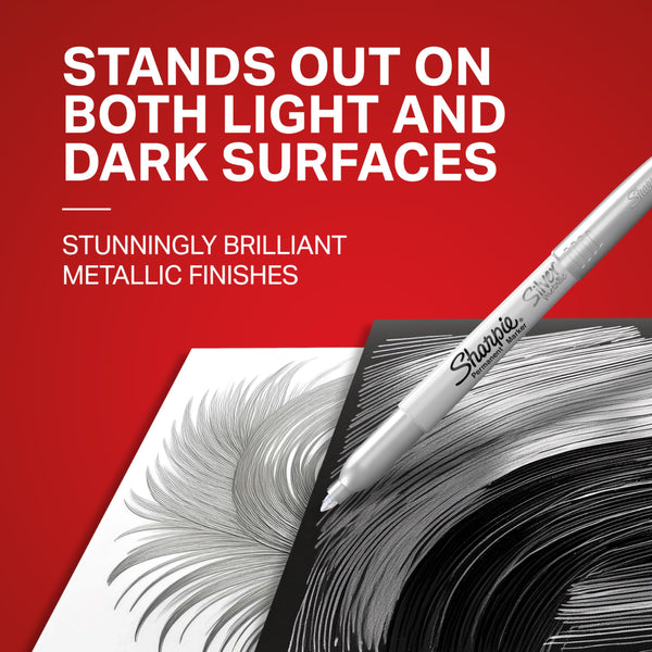 Sharpie 39109PP Metallic Permanent Markers Fine Point Silver 4 Count