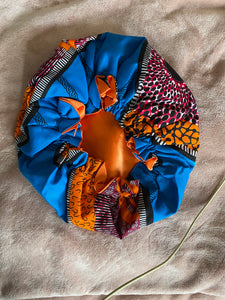 AFRICAN PRINT & SATIN BONNETS